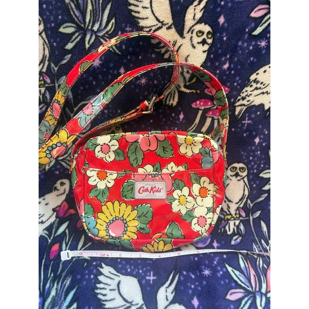Cath Kids ‘Cath Kidston’ Adjustable Shoulder Bag oil cloth Red Floral Pattern